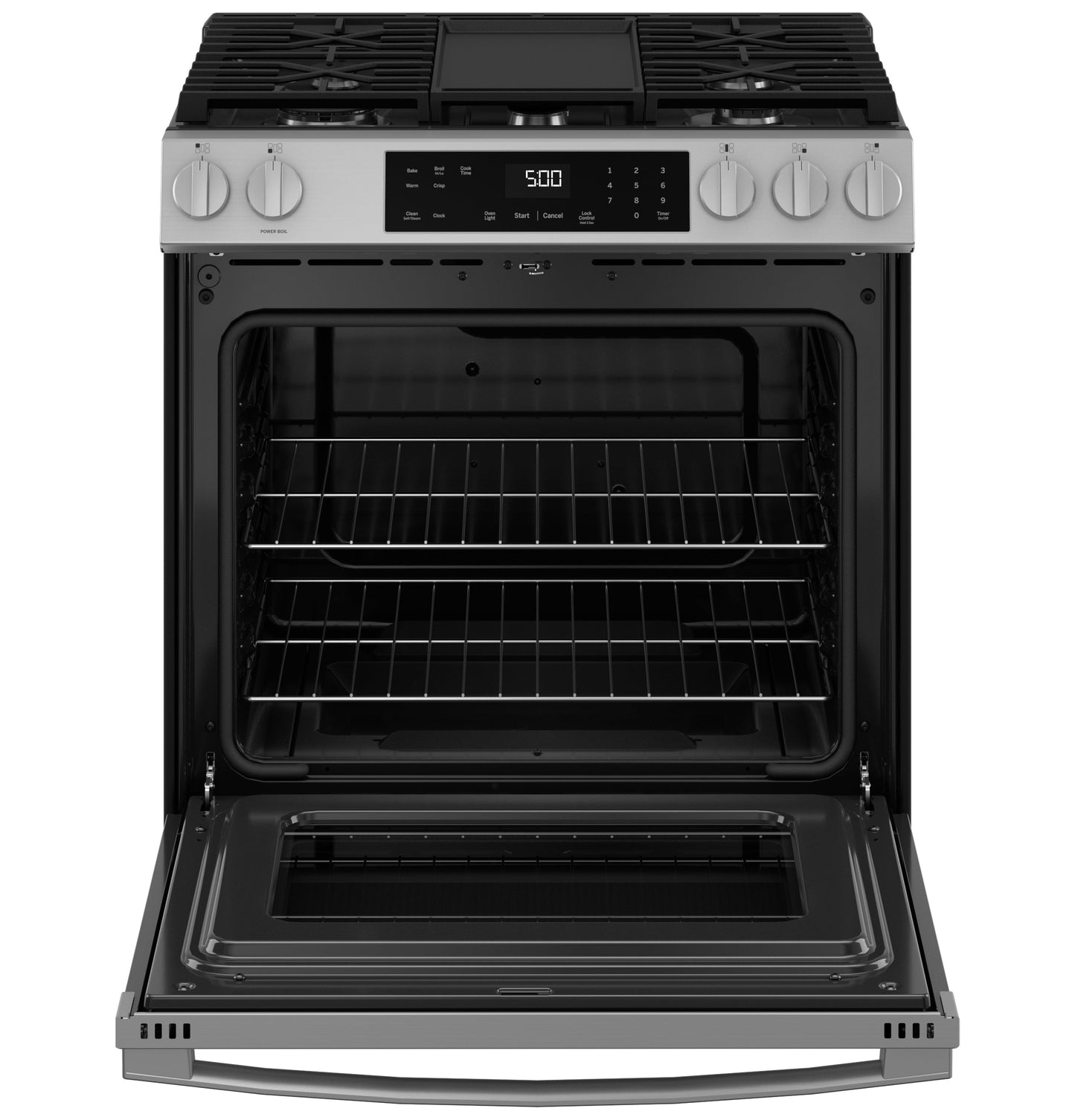 GE® 30" Slide-In Front-Control Gas Range with Crisp Mode