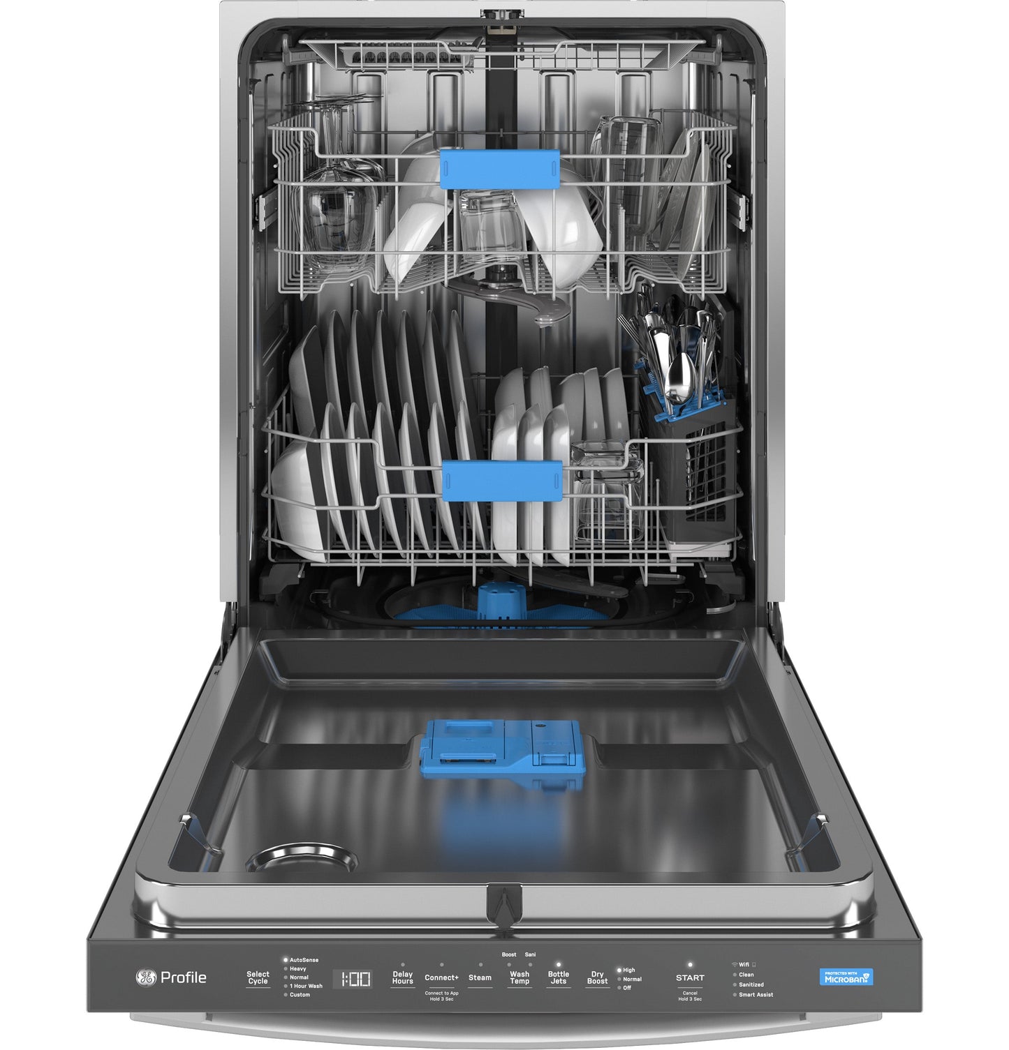 GE Profile™ Fingerprint Resistant Top Control with Stainless Steel Interior Dishwasher with Microban™ Antimicrobial Protection with Sanitize Cycle