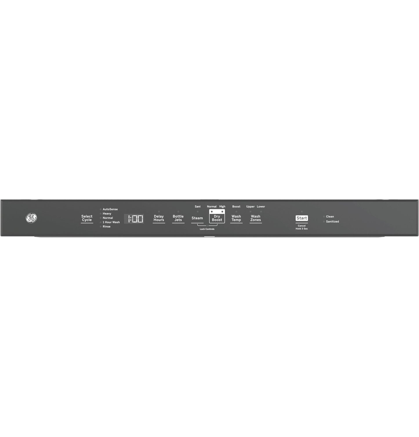 GE® Fingerprint Resistant Top Control with Stainless Steel Interior Dishwasher with Sanitize Cycle