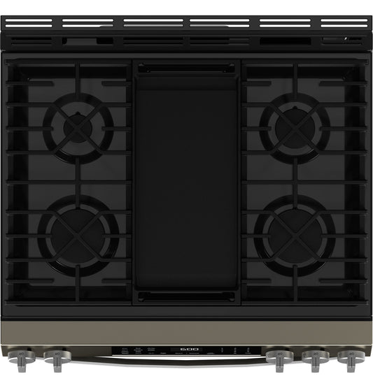 GE® 30" Slide-In Front-Control Convection Gas Range with No Preheat Air Fry and EasyWash™ Oven Tray