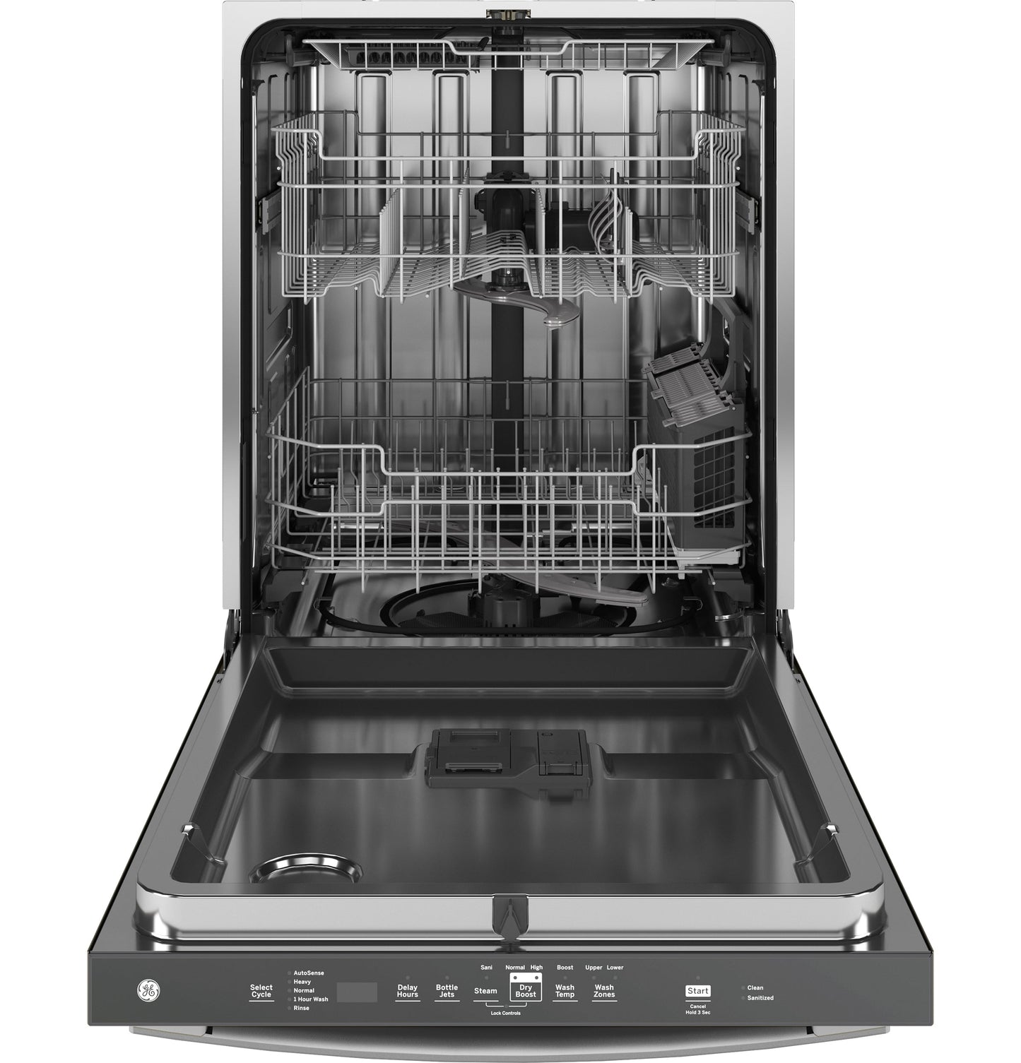 GE® ENERGY STAR® Top Control with Stainless Steel Interior Dishwasher with Sanitize Cycle