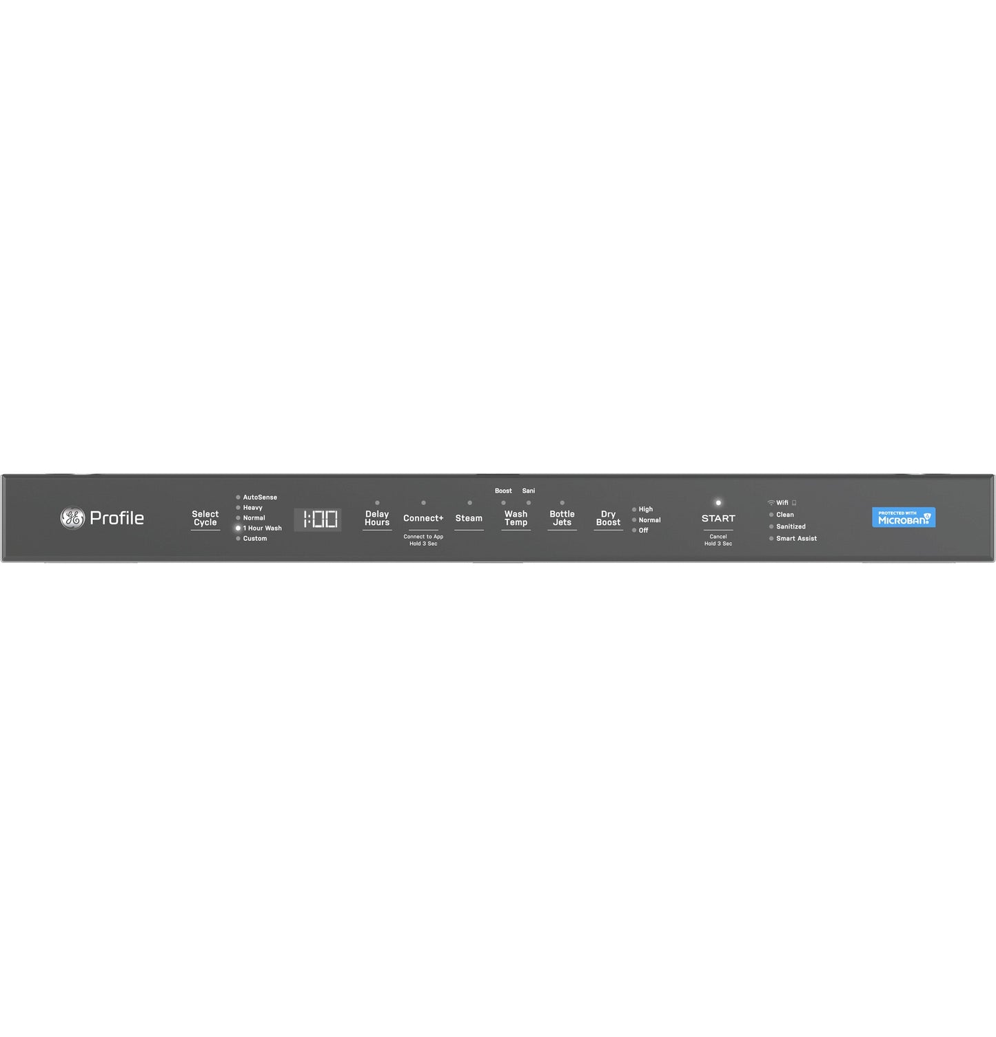 GE Profile™ Fingerprint Resistant Top Control with Stainless Steel Interior Dishwasher with Microban™ Antimicrobial Protection with Sanitize Cycle