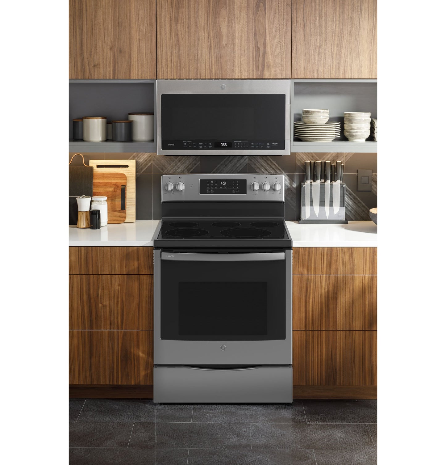 GE Profile™ 30" Smart  Free-Standing Electric Convection Fingerprint Resistant Range with No Preheat Air Fry