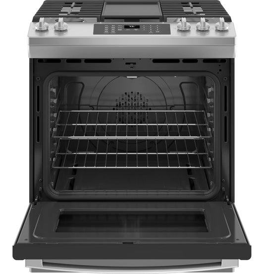 GE® 30" Slide-In Front-Control Convection Gas Range with No Preheat Air Fry