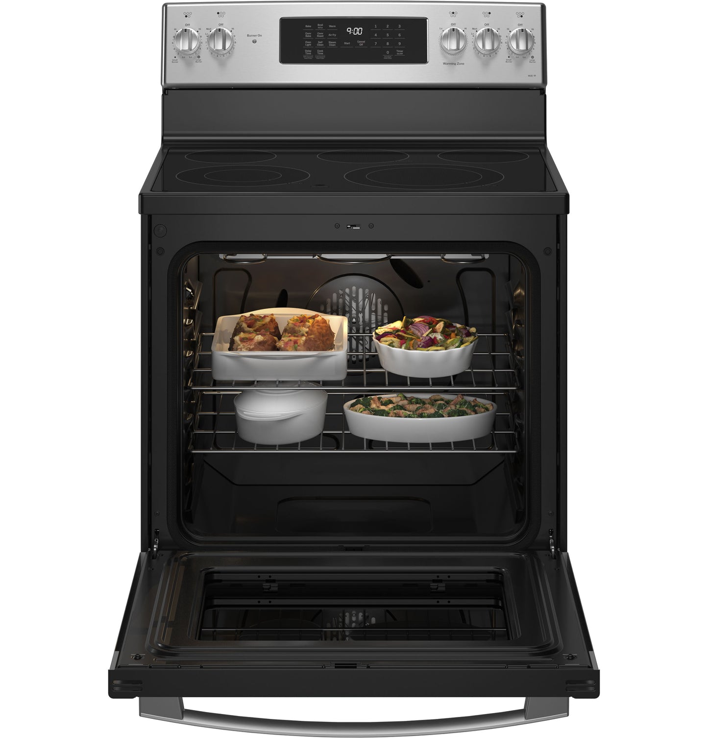 GE Profile™ 30" Smart  Free-Standing Electric Convection Fingerprint Resistant Range with No Preheat Air Fry